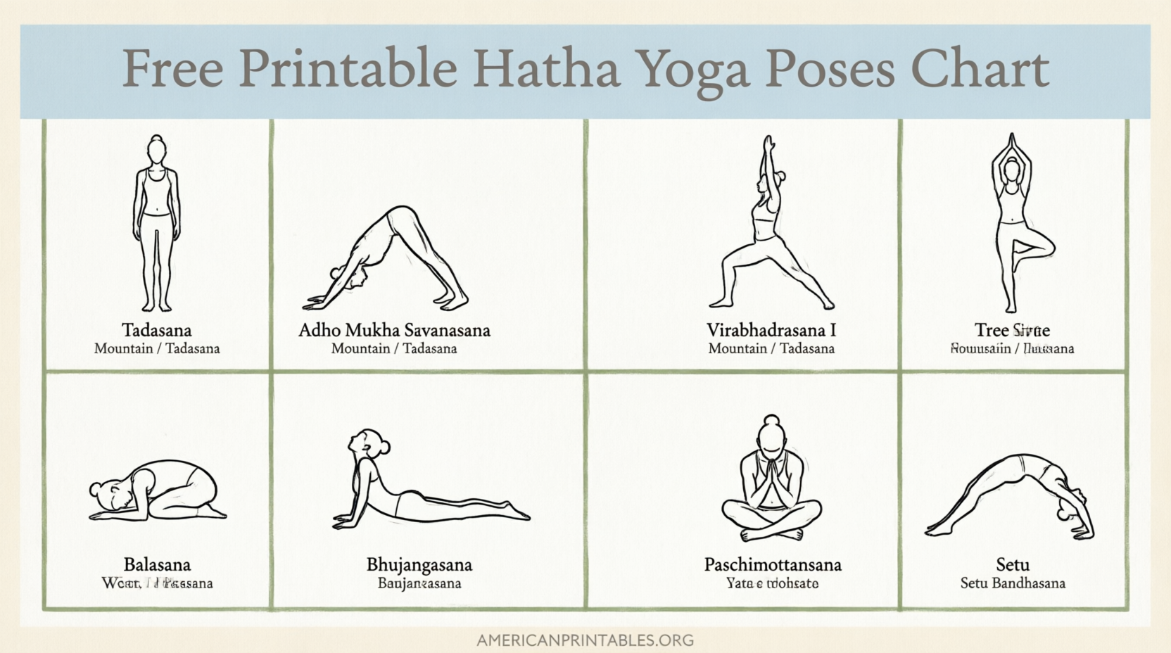 Free Printable Hatha Yoga Poses Chart Download (1)