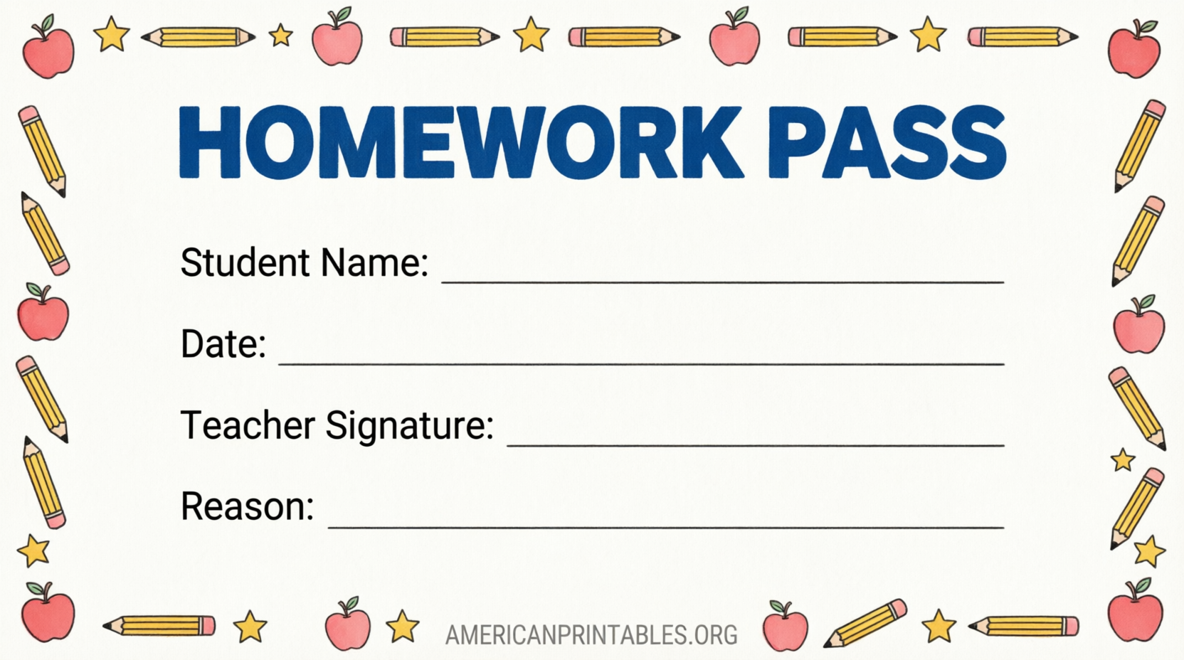 Free Printable Homework Pass Template (1)