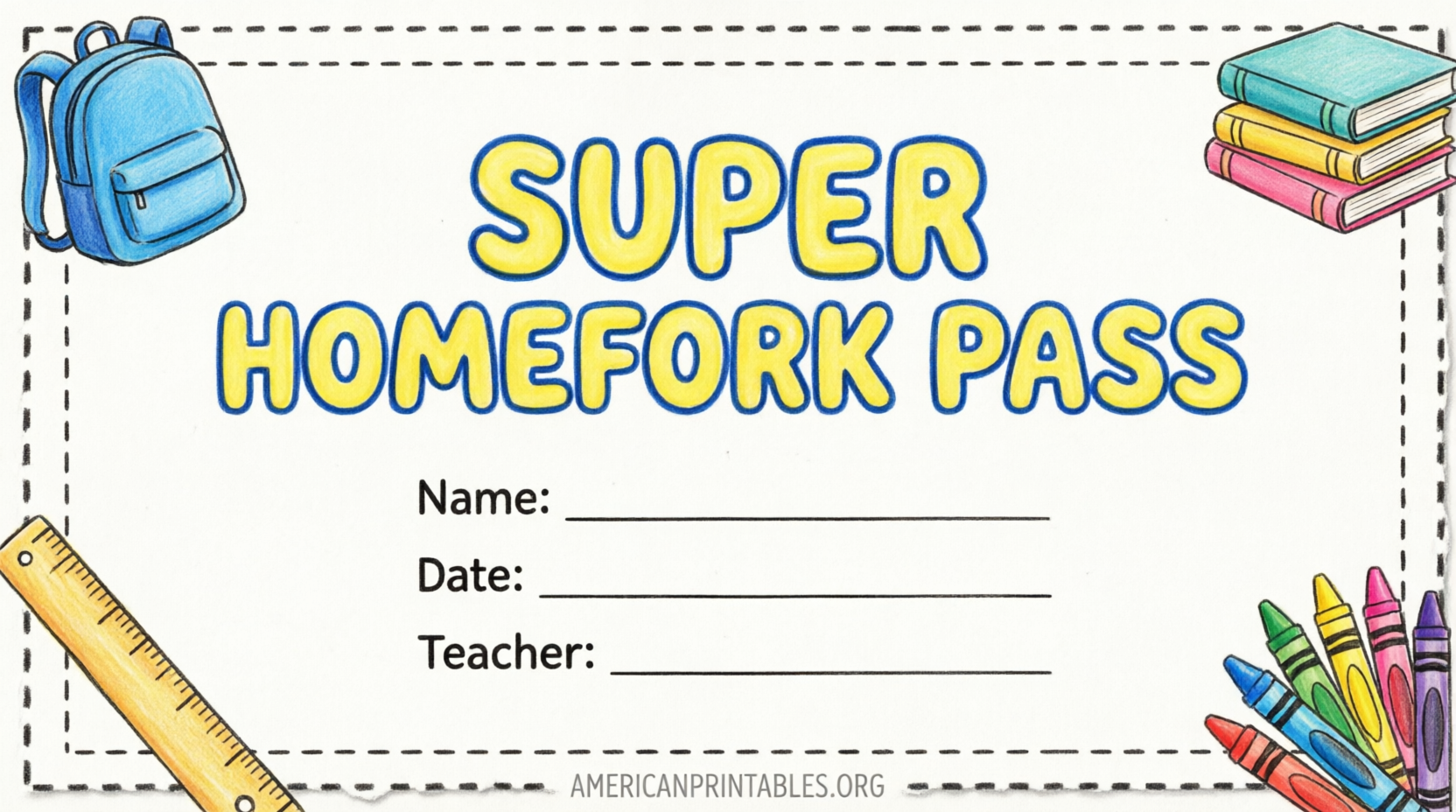 Free Printable Homework Pass Template (3)