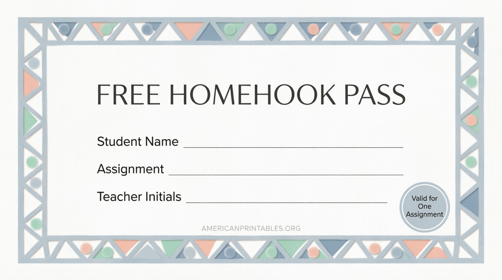 Free Printable Homework Pass Template (4)