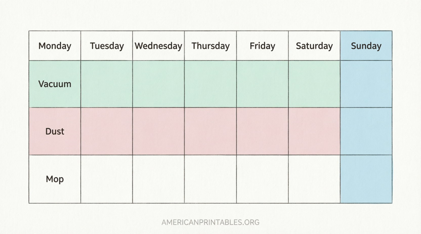Free Printable House Cleaning Chore Charts (1)