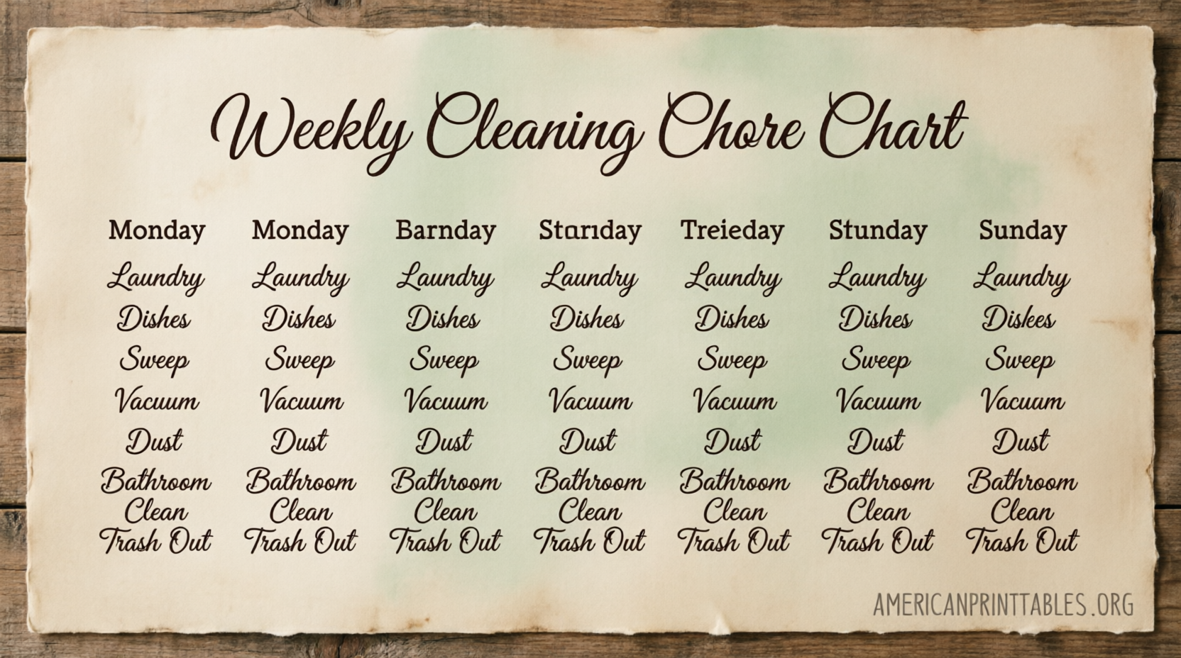 Free Printable House Cleaning Chore Charts (2)