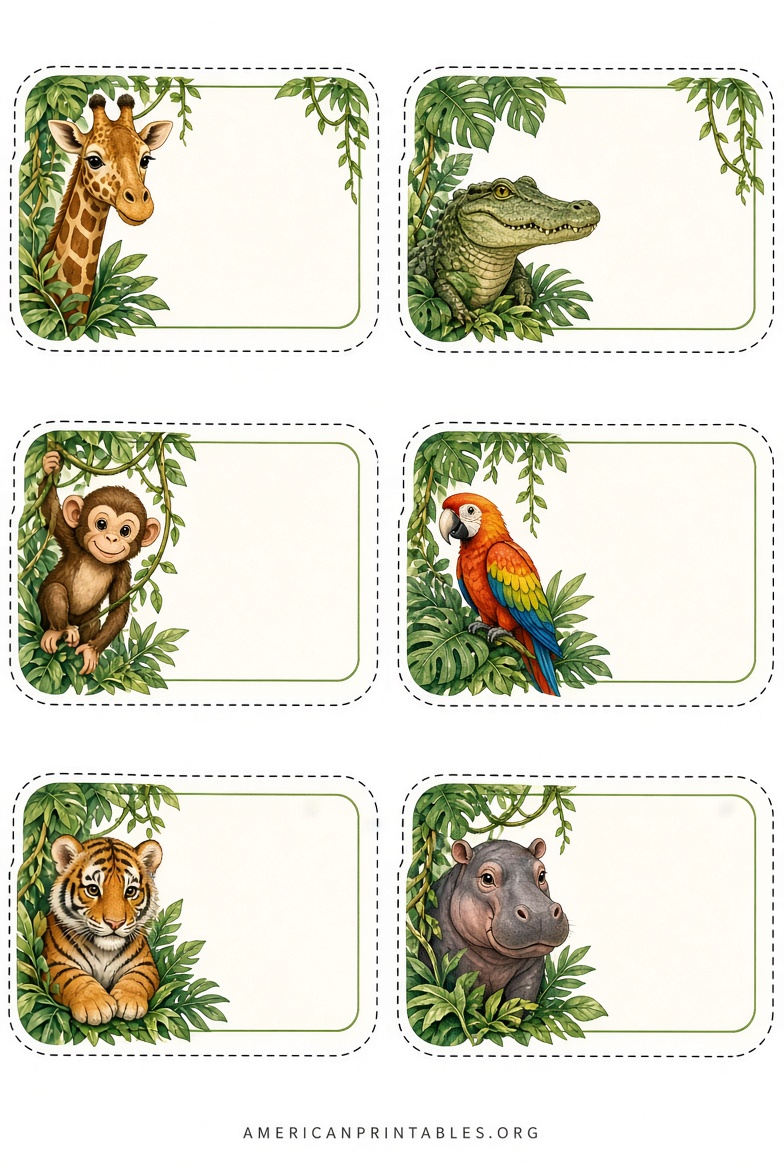 Free Printable Jungle Name Tags for Kids (2)