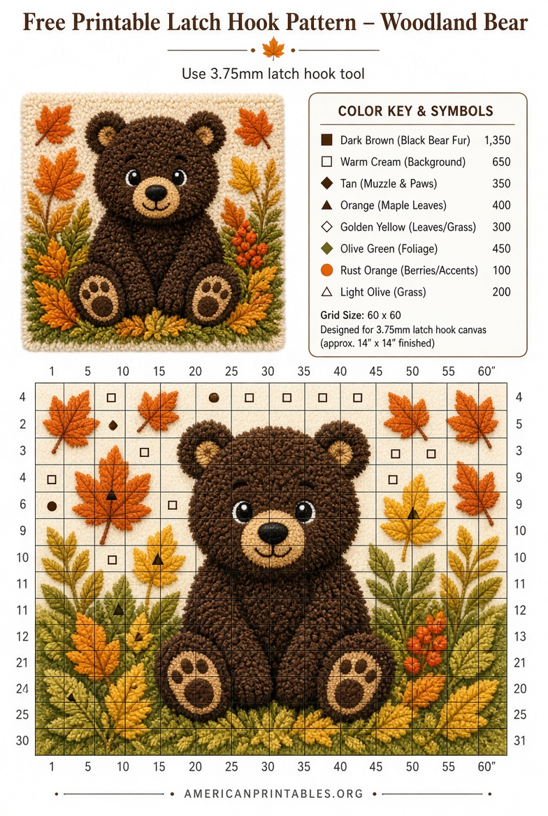 Free Printable Latch Hook Rug Patterns DIY Guides (2)