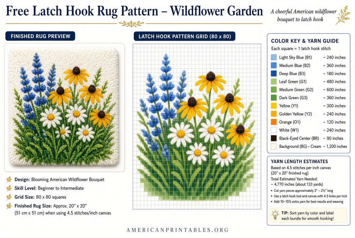 Free Printable Latch Hook Rug Patterns DIY Guides (4)