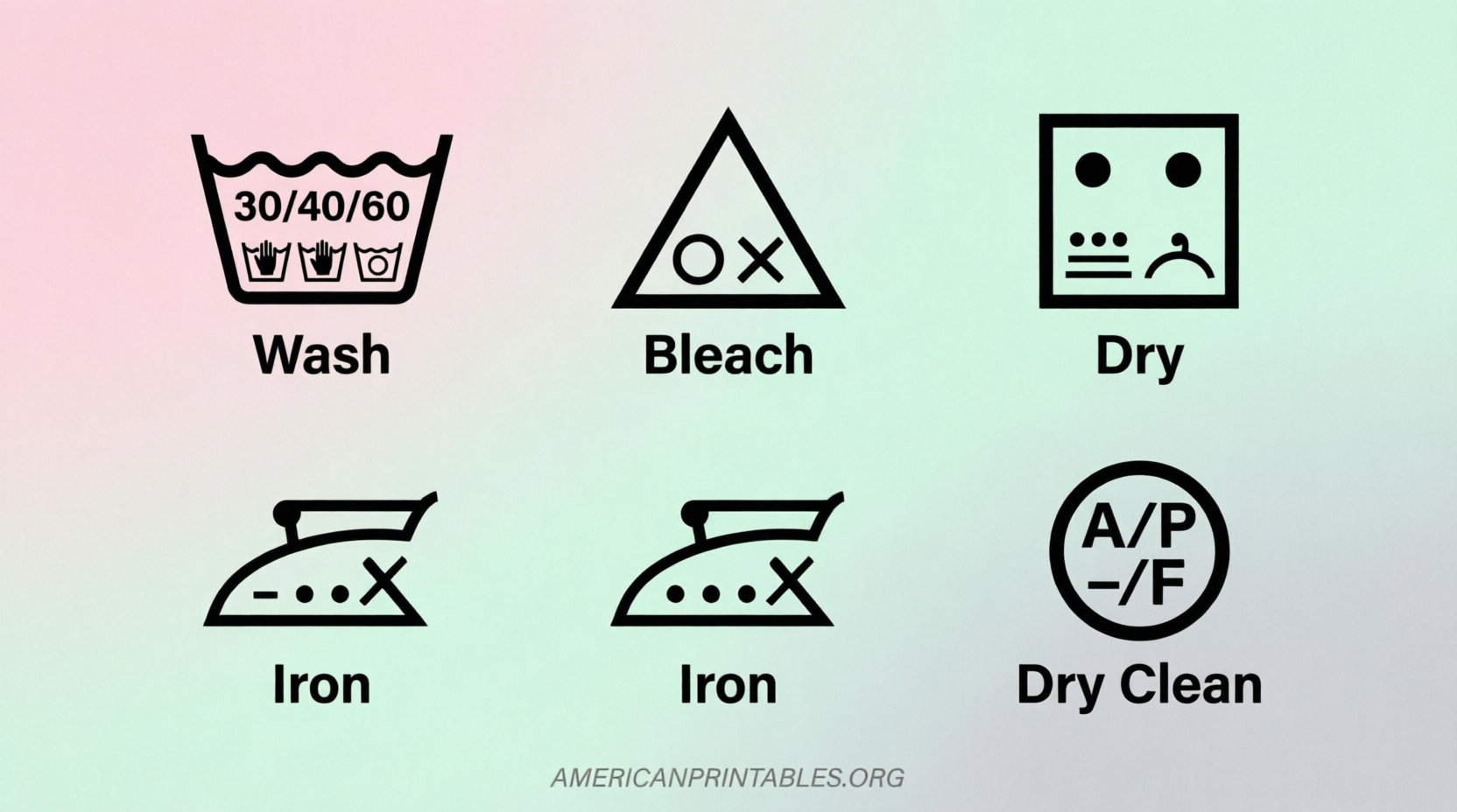 Free Printable Laundry Symbols PDF Chart Guide (1)