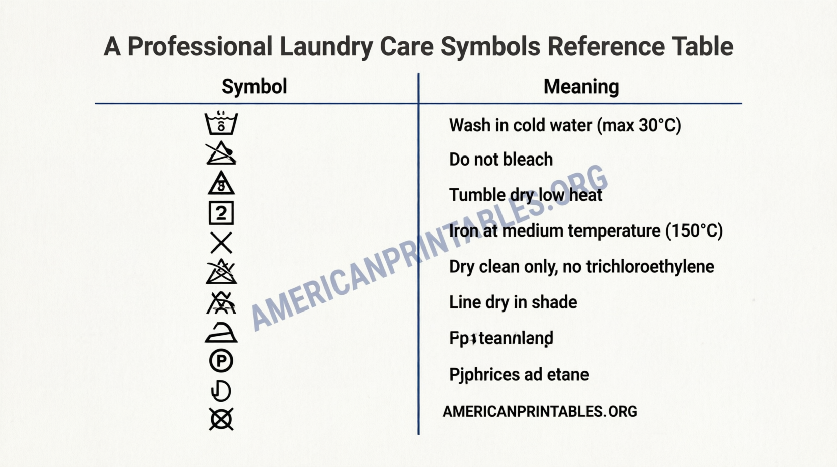 Free Printable Laundry Symbols PDF Chart Guide (2)