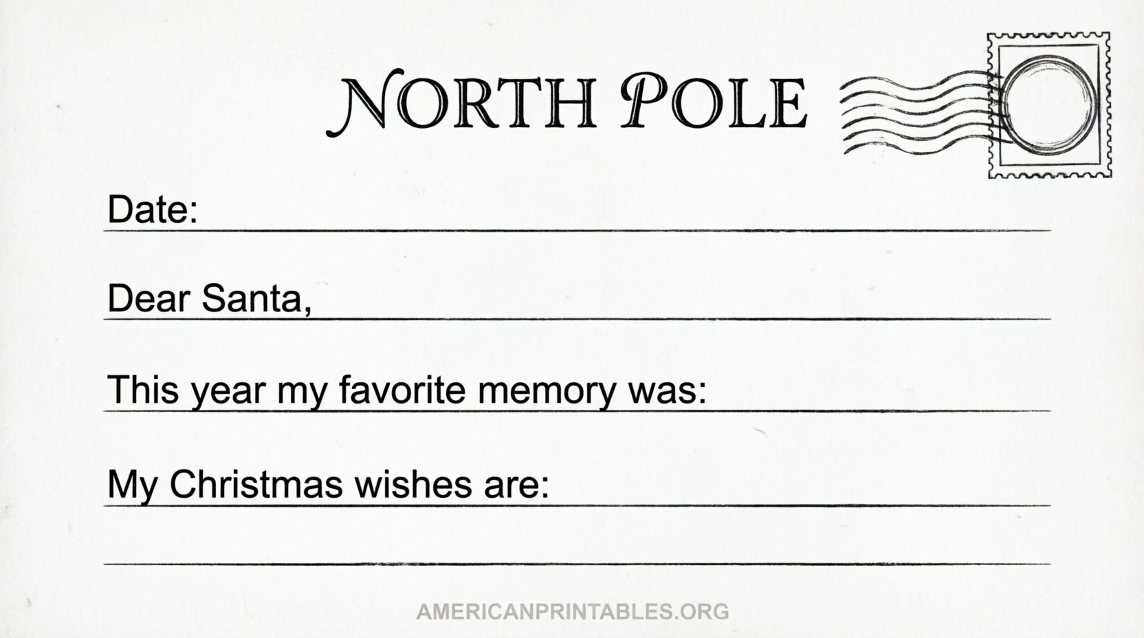 Free Printable Letter to Santa Template B&W (1)