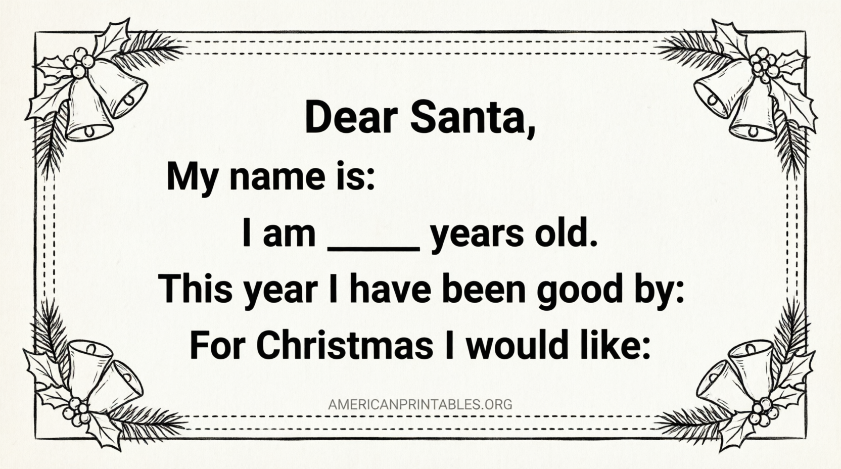 Free Printable Letter to Santa Template B&W (2)