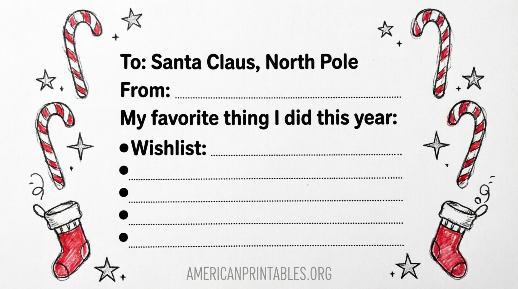 Free Printable Letter to Santa Template B&W (3)