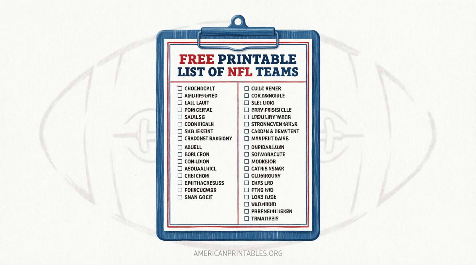 Free Printable List of NFL Teams 2026 (PDF) (1)
