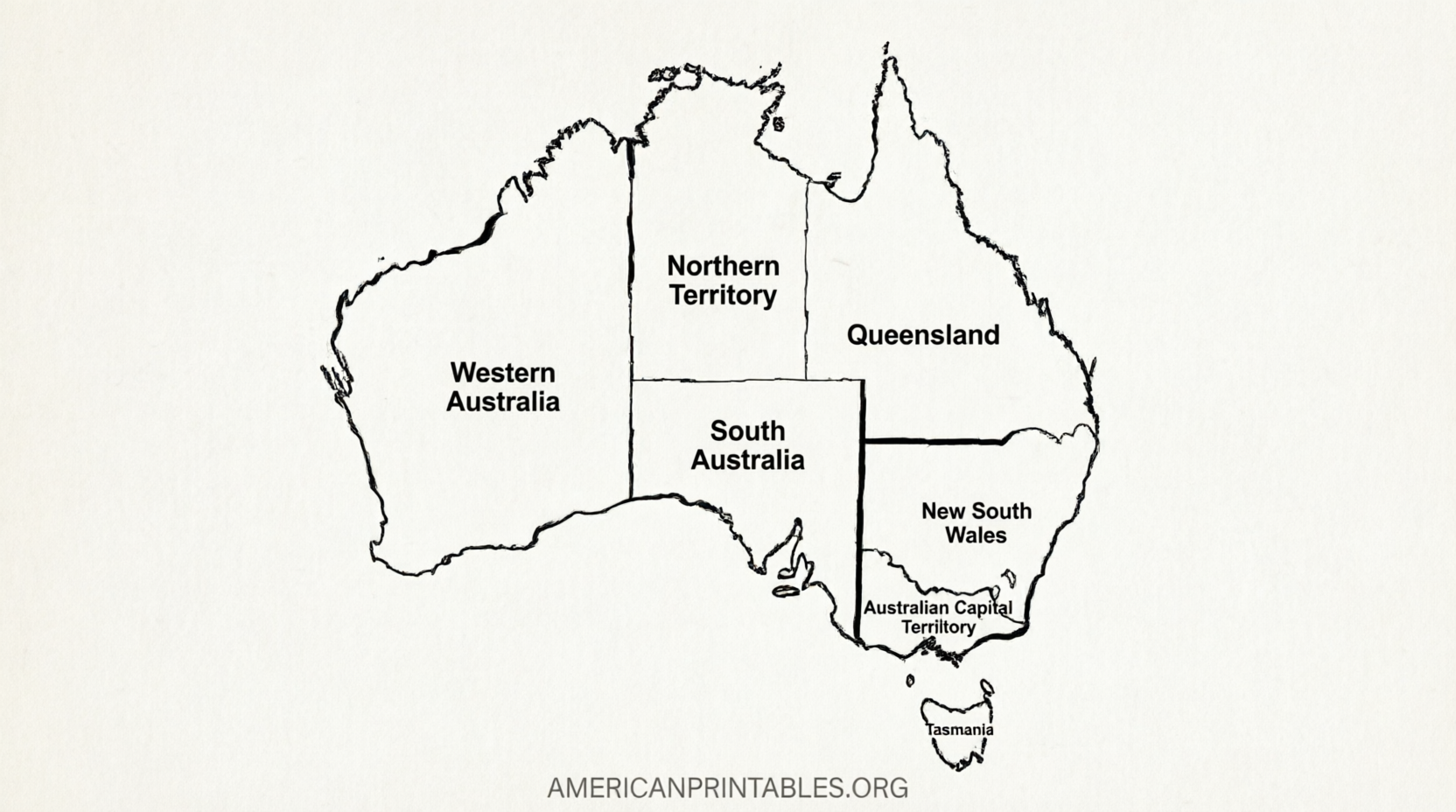 Free Printable Map of Australia With States (1)