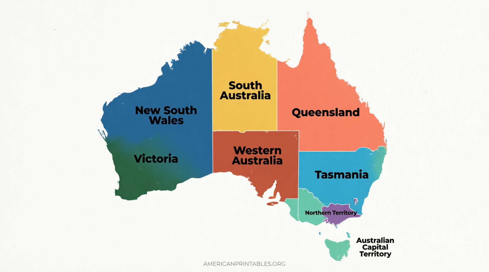 Free Printable Map of Australia With States (2)