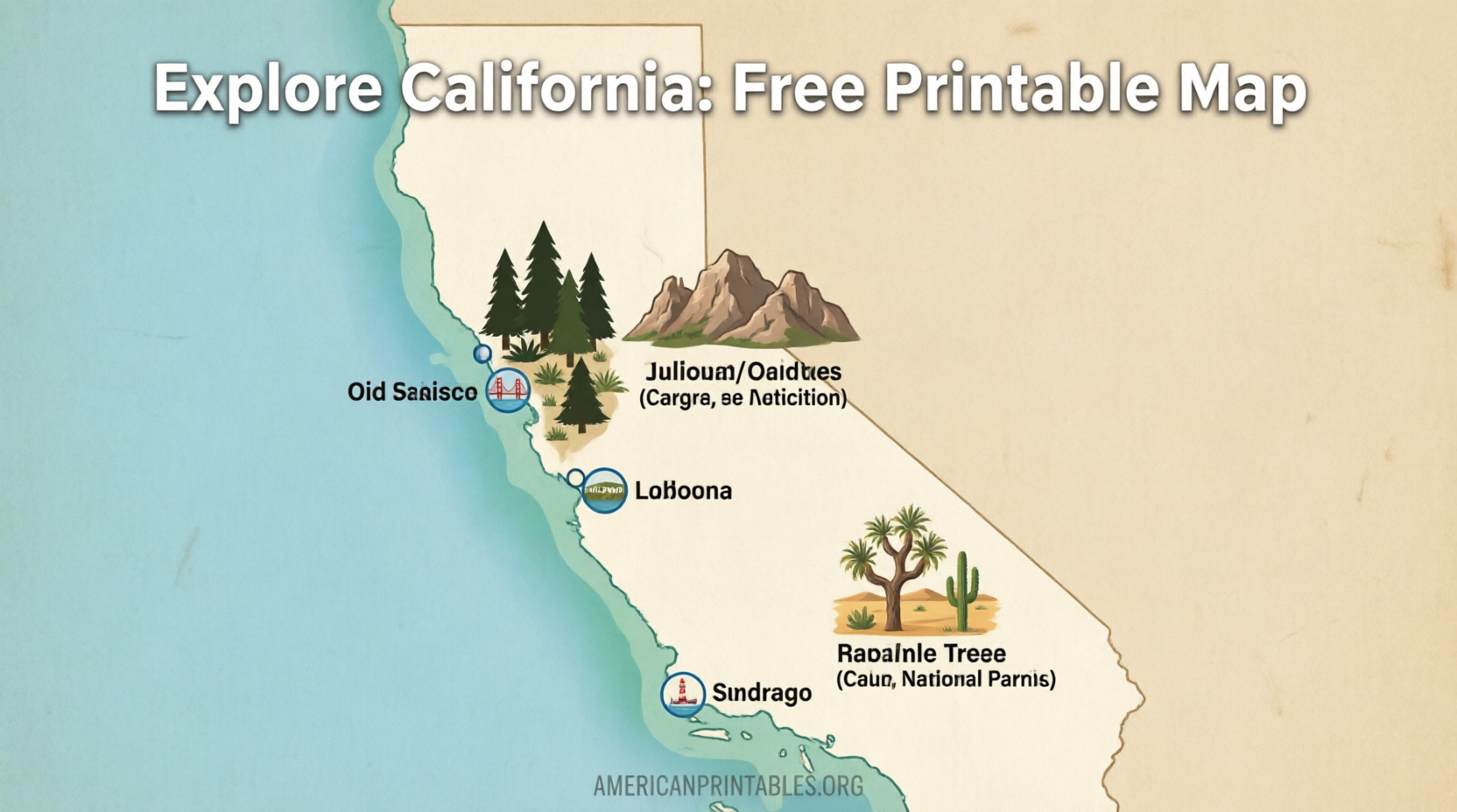 Free Printable Map of California (PDF) (4)