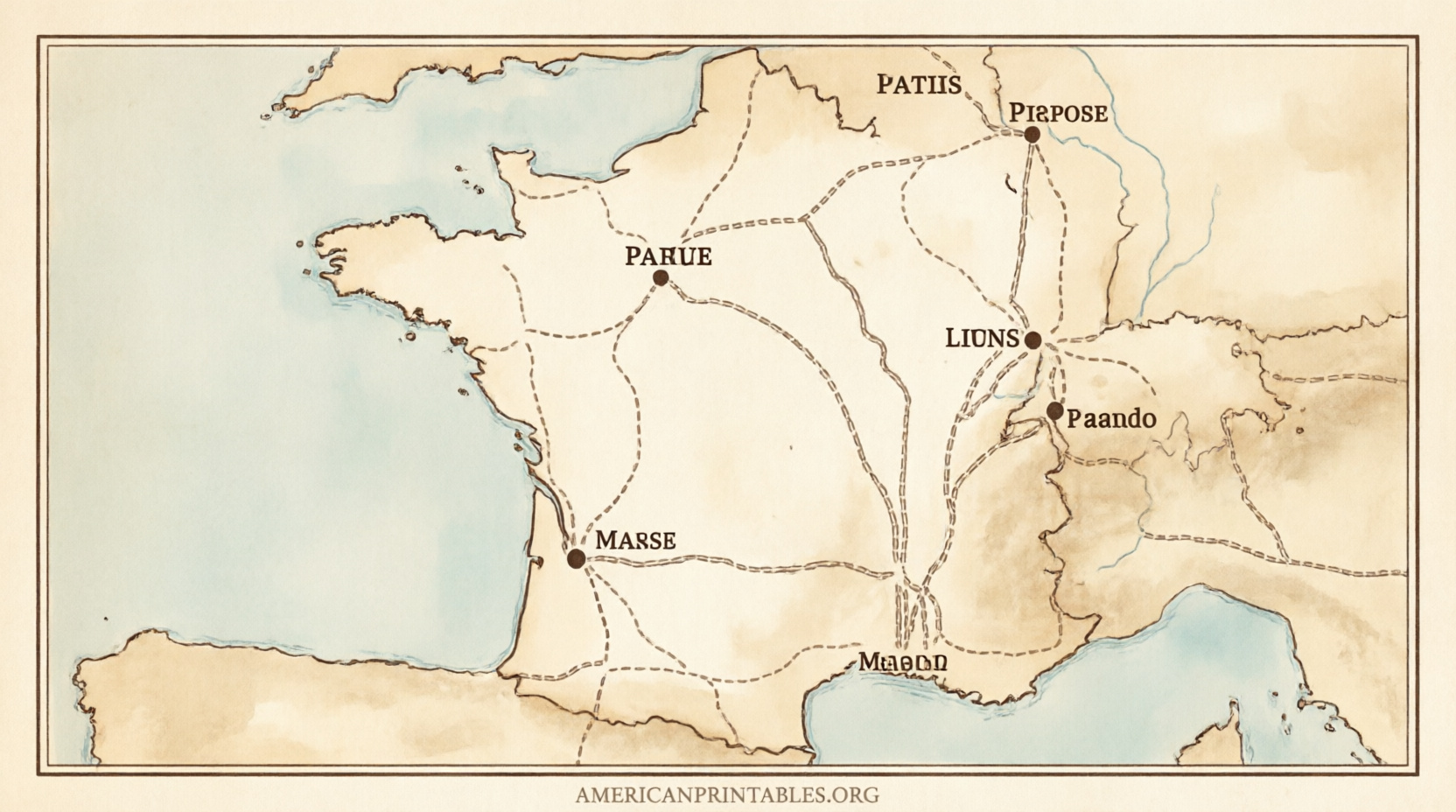 Free Printable Map of France – Blank PDFs (3)