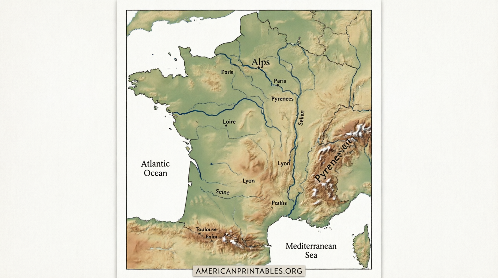 Free Printable Map of France – Blank PDFs (4)