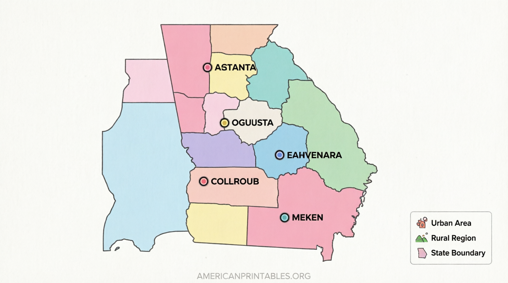 Free Printable Map of Georgia With Cities (2)