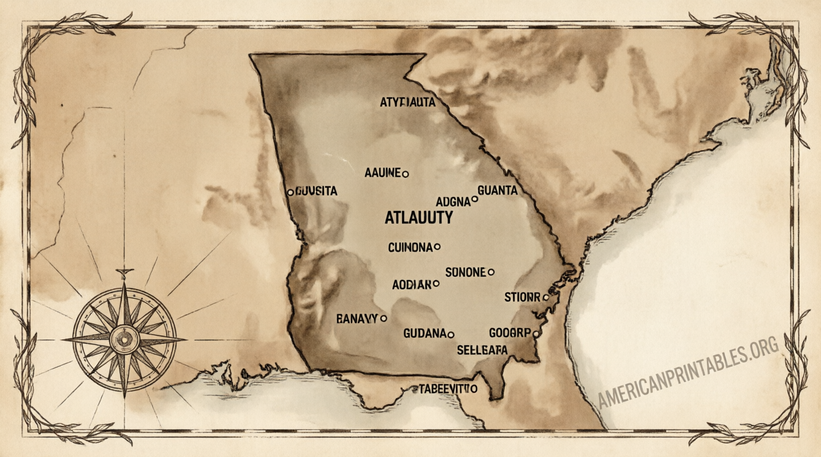 Free Printable Map of Georgia With Cities (3)