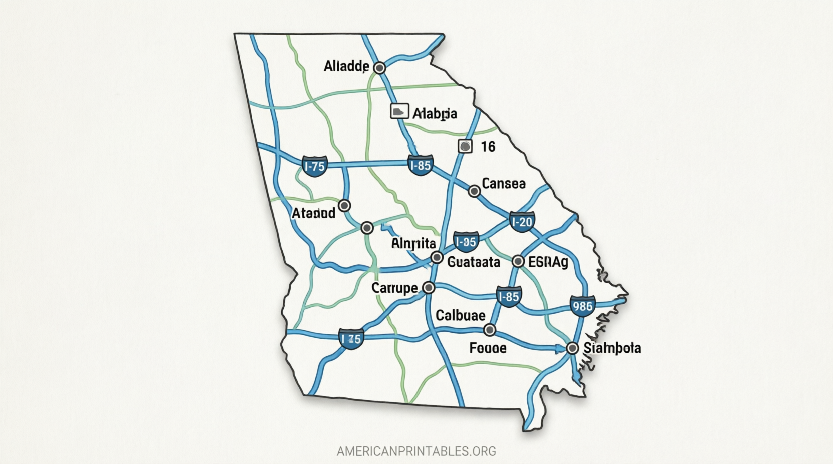 Free Printable Map of Georgia With Cities (4)