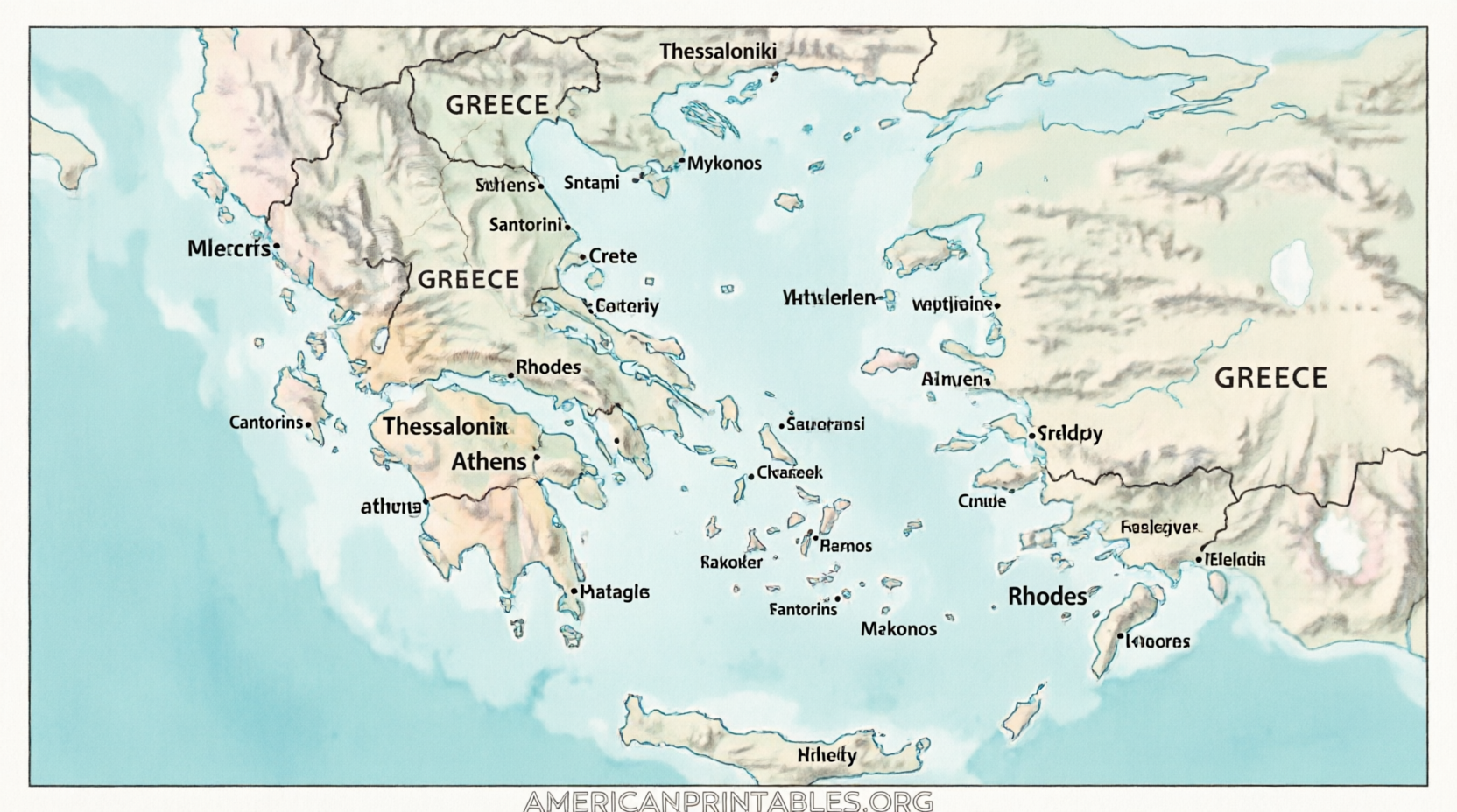 Free Printable Map of Greece and Islands (1)