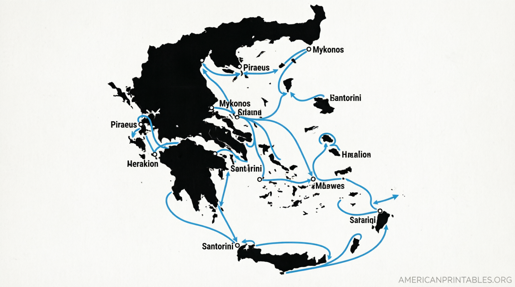 Free Printable Map of Greece and Islands (3)