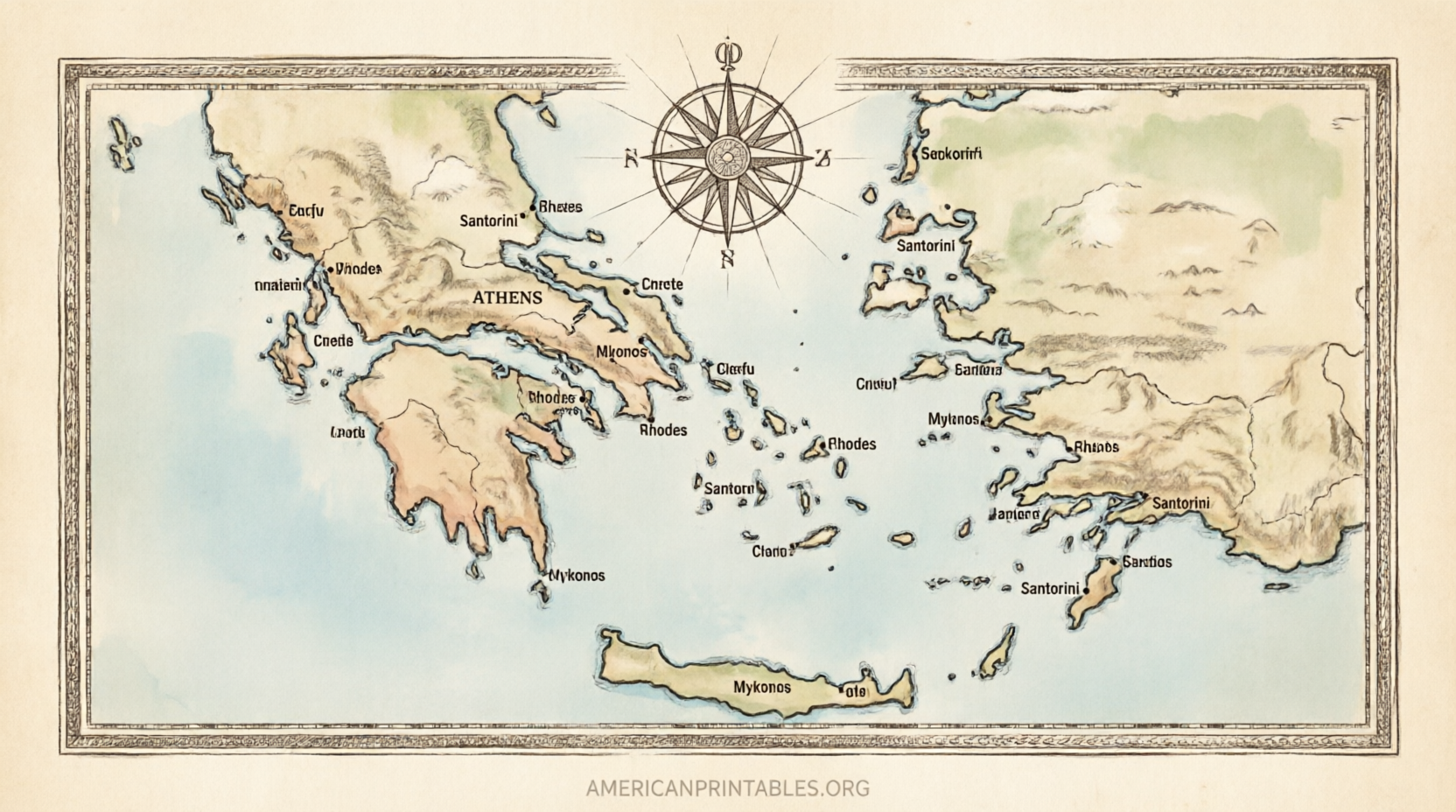 Free Printable Map of Greece and Islands (4)