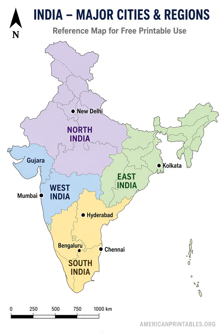 Free Printable Map of India PDF Downloads (2)
