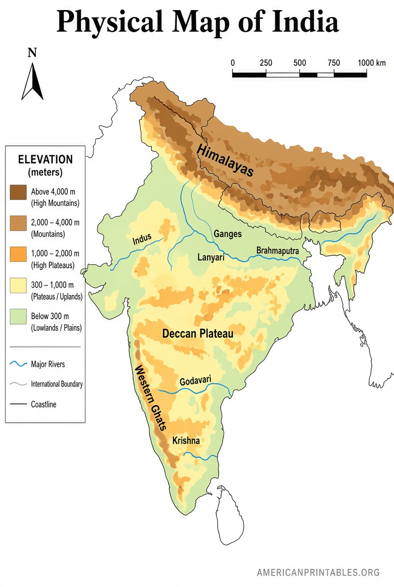 Free Printable Map of India PDF Downloads (3)