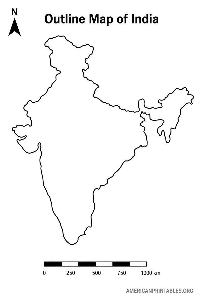 Free Printable Map of India PDF Downloads (4)