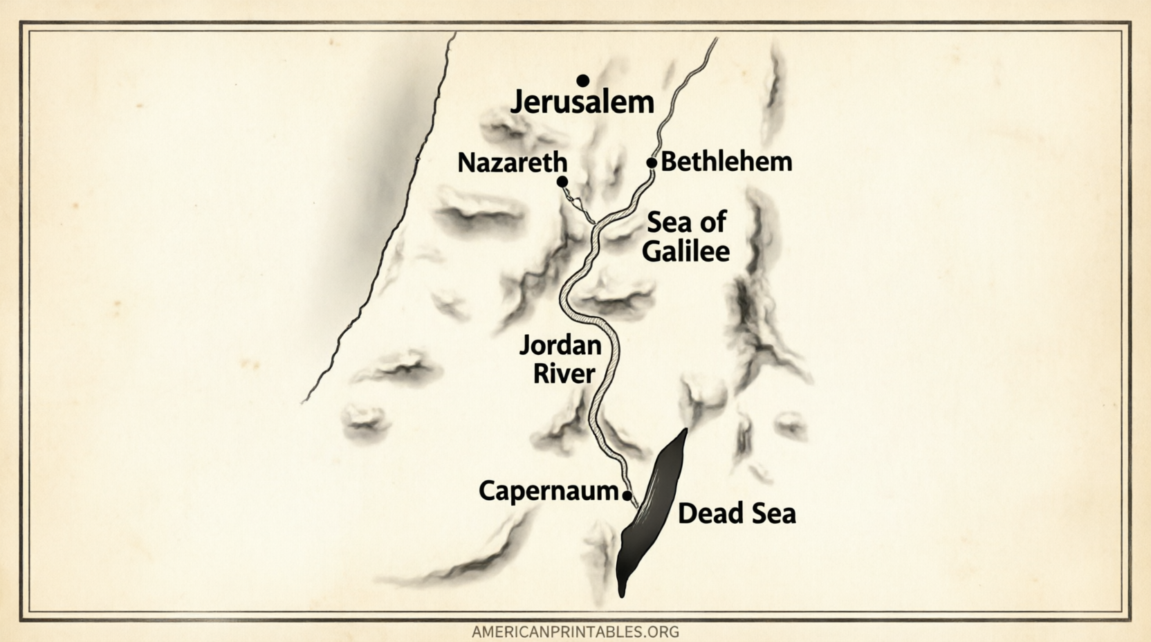 Free Printable Map of Israel in Jesus' Time (1)