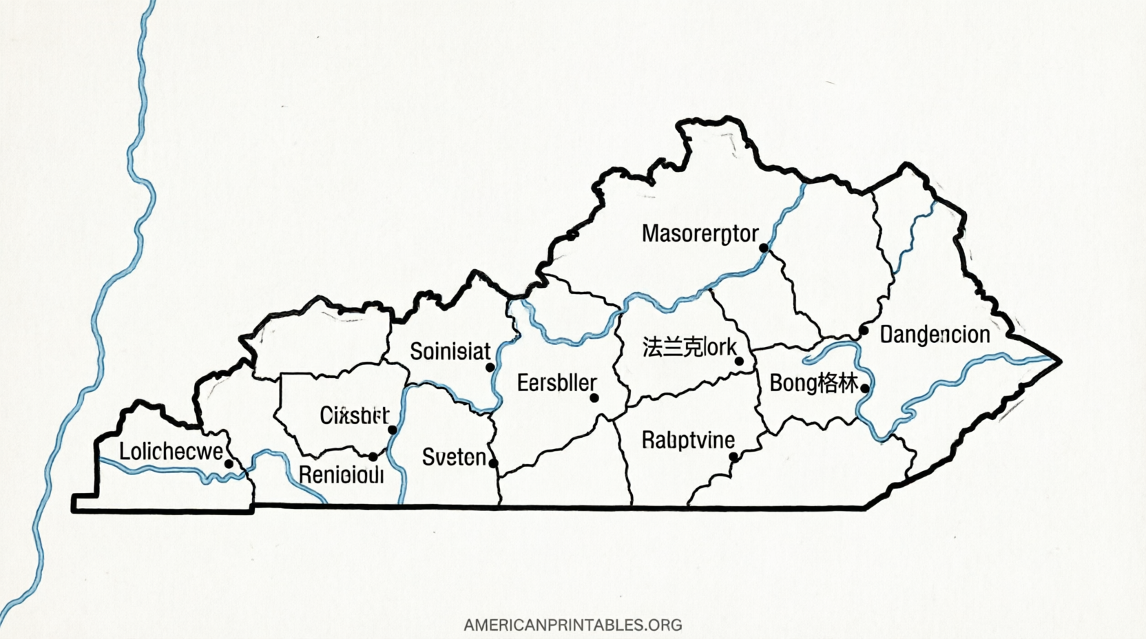 Free Printable Map of Kentucky – Download PDFs (1)