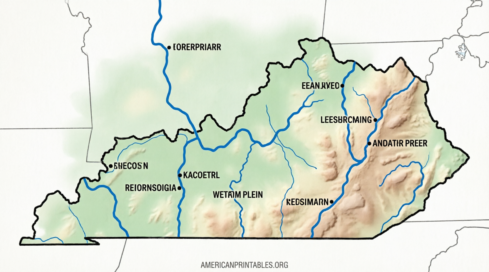 Free Printable Map of Kentucky – Download PDFs (3)