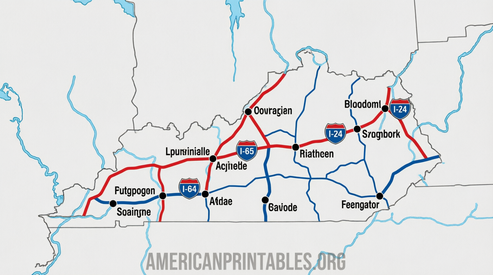 Free Printable Map of Kentucky – Download PDFs (4)