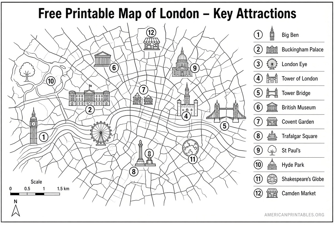 Free Printable Map of London Downloads (1)