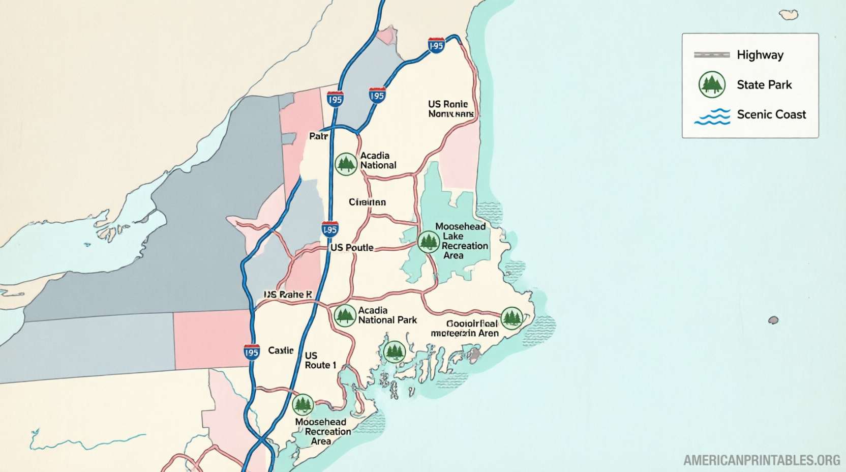 Free Printable Map of Maine Download Now (4)
