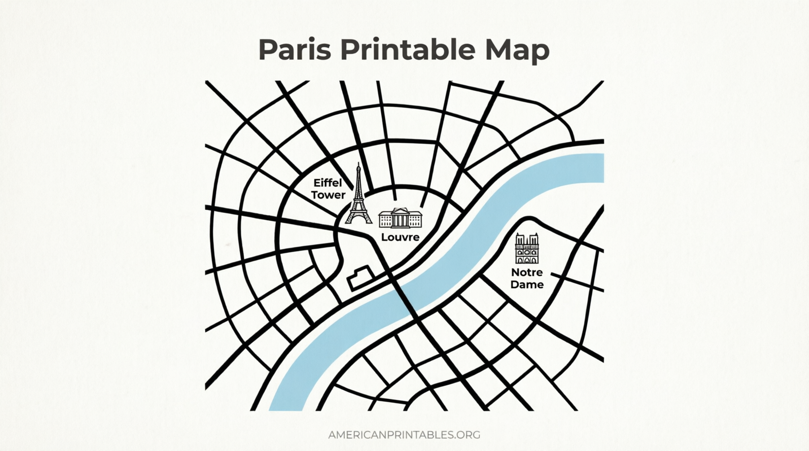 Free Printable Map of Paris (1)
