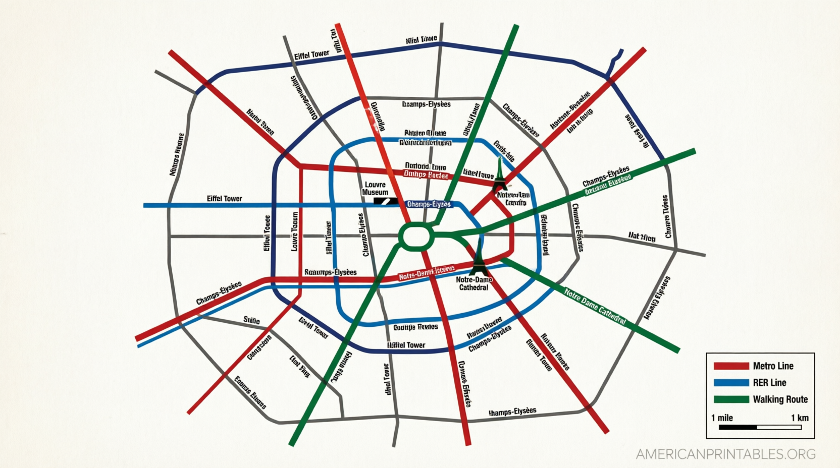 Free Printable Map of Paris (3)