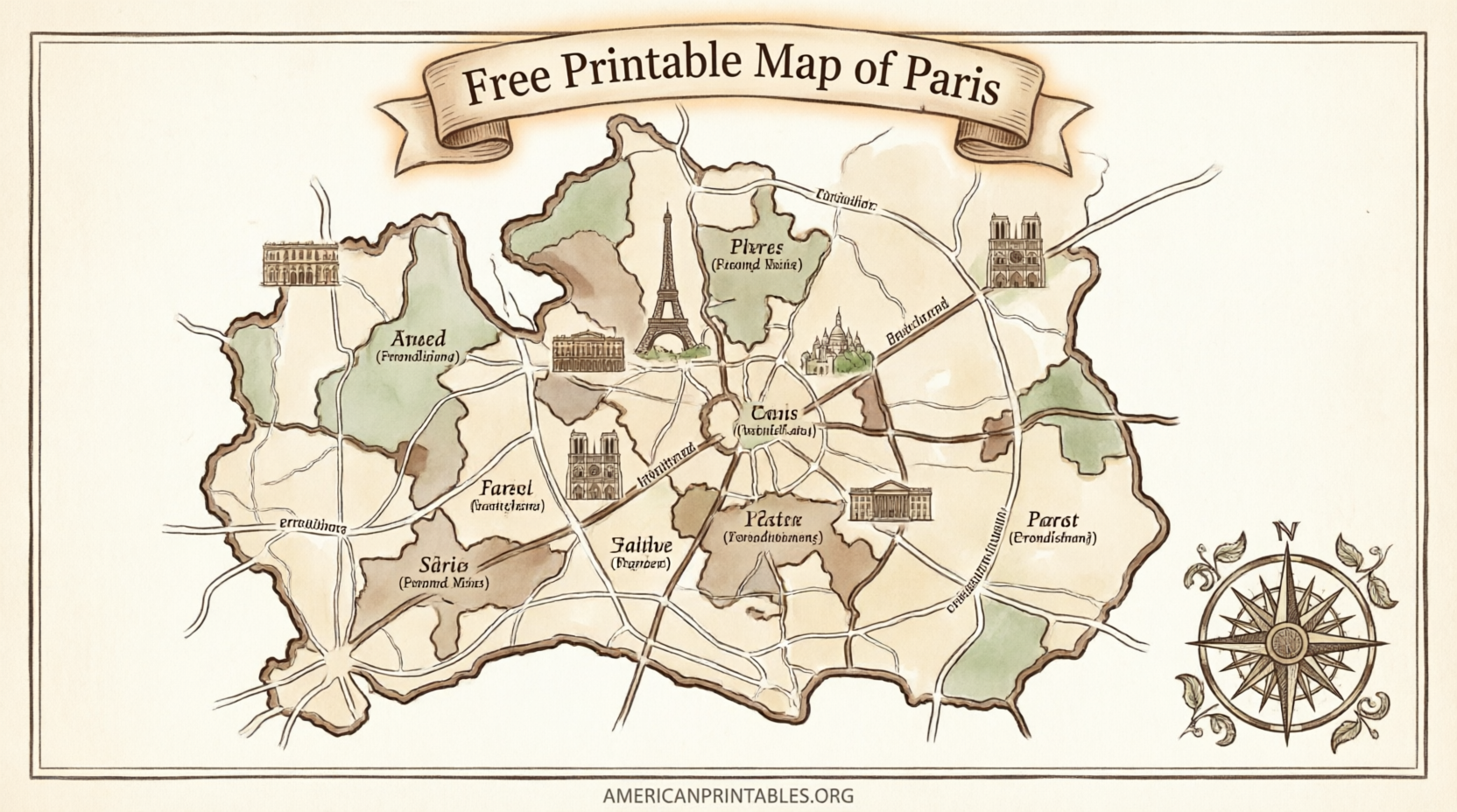 Free Printable Map of Paris (4)