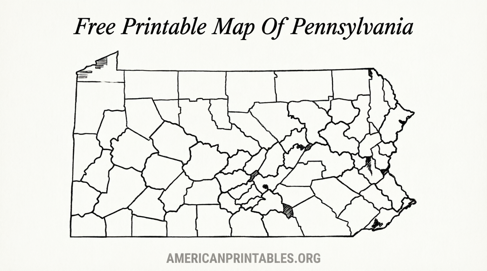 Free Printable Map of Pennsylvania (PDF) (1)