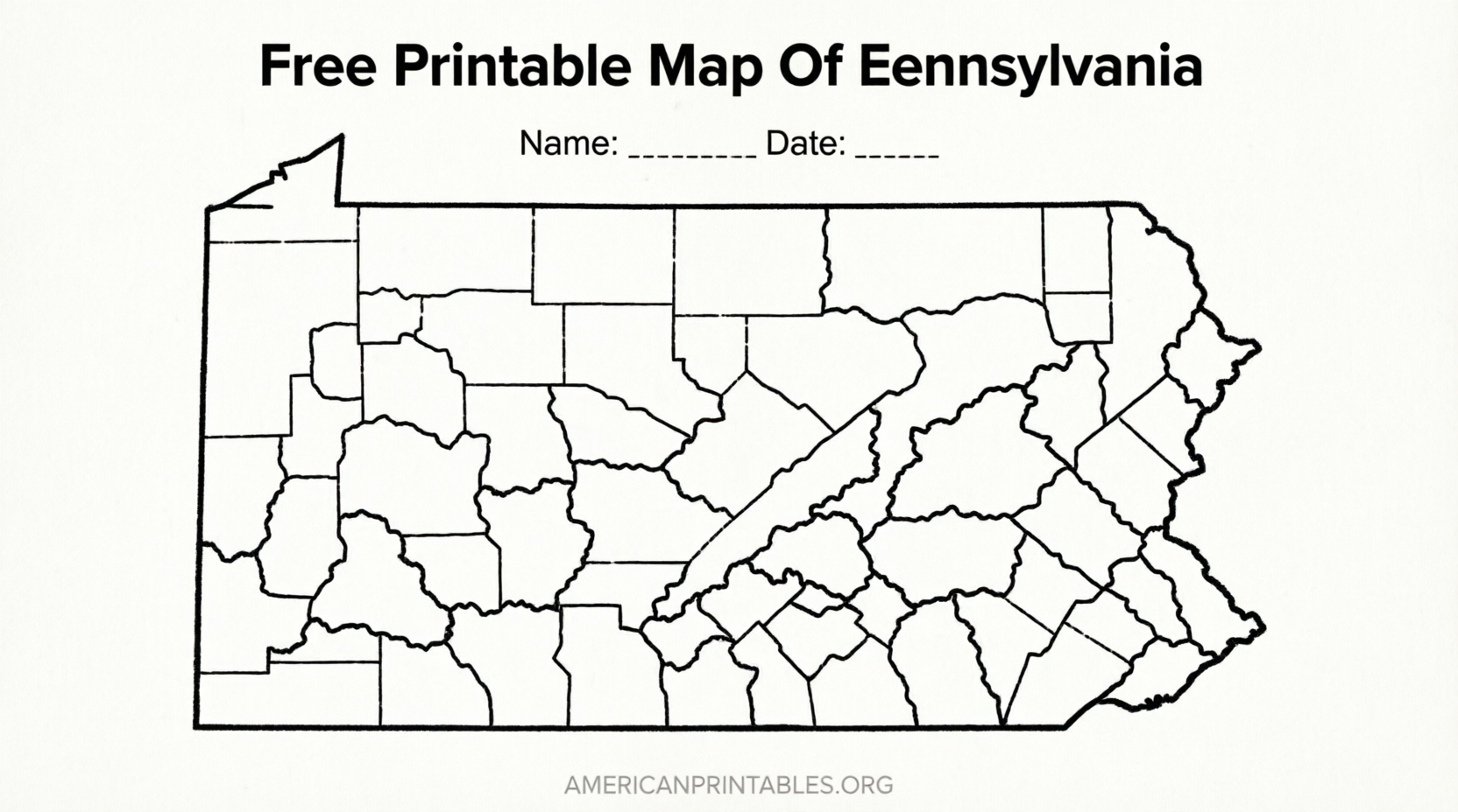 Free Printable Map of Pennsylvania (PDF) (2)