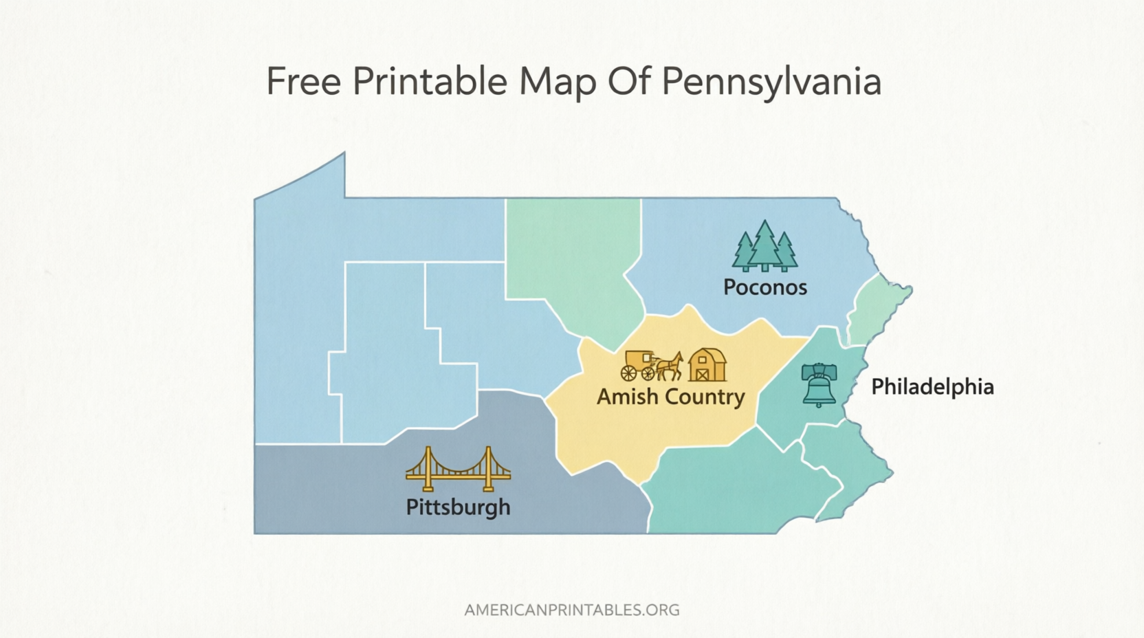 Free Printable Map of Pennsylvania (PDF) (3)