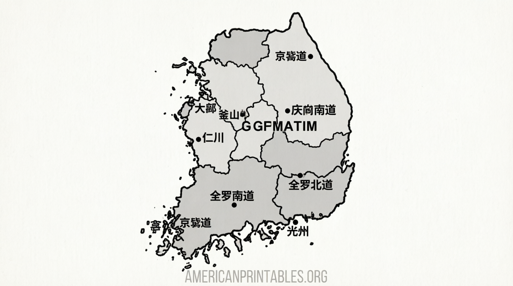 Free Printable Map of South Korea (Downloads) (2)