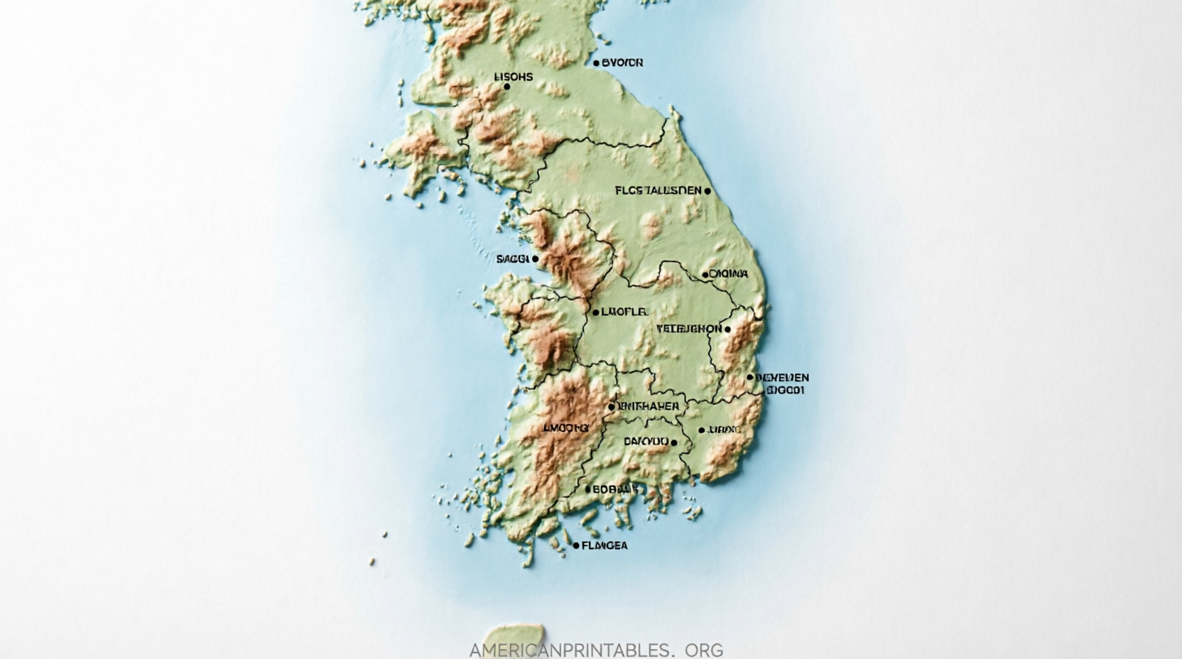 Free Printable Map of South Korea (Downloads) (4)