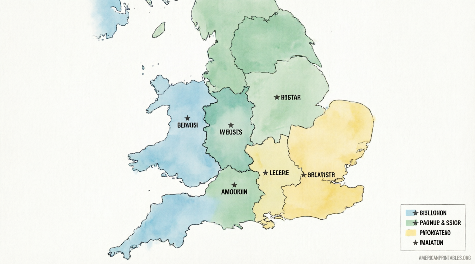 Free Printable Map of UK Towns and Cities (3)