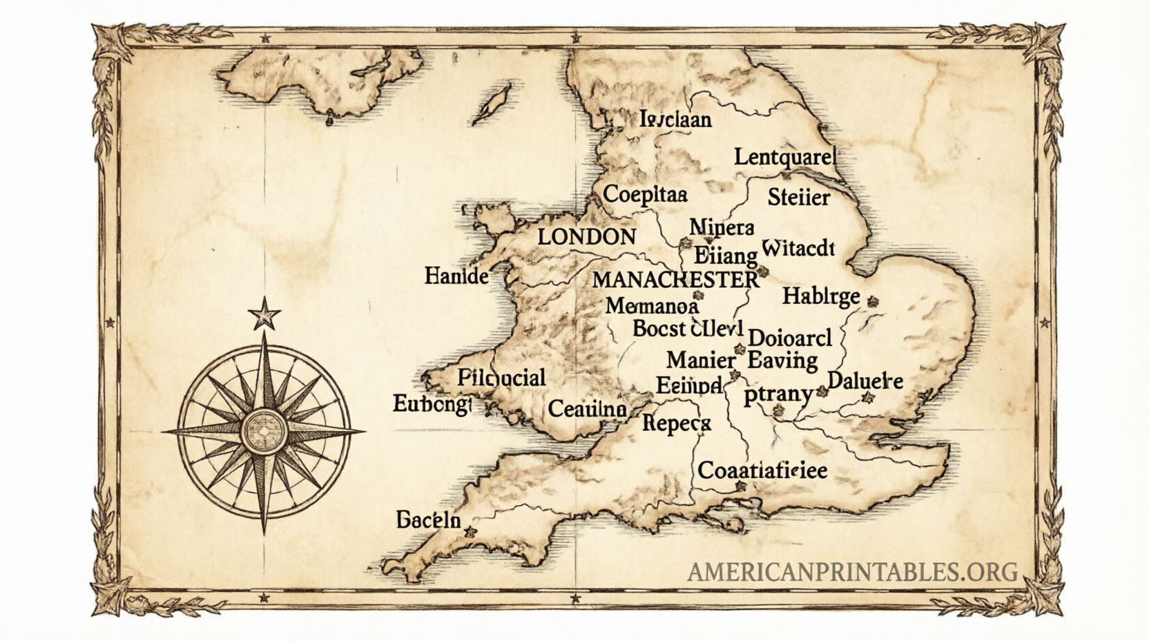 Free Printable Map of UK Towns and Cities (4)