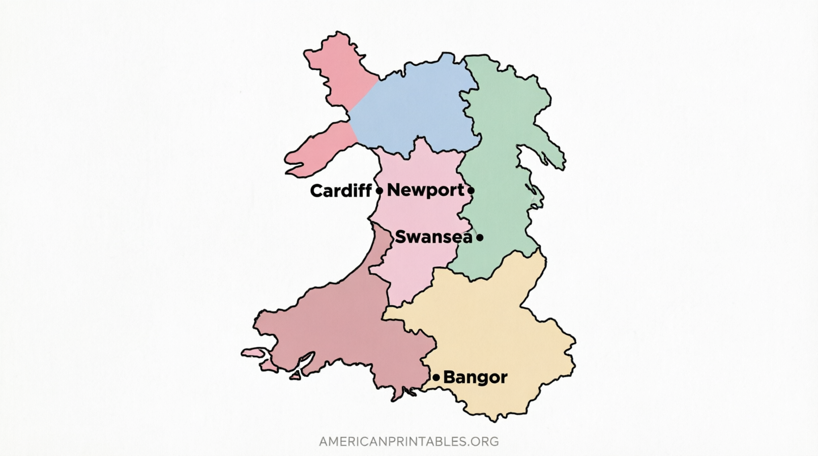 Free Printable Map of Wales – Easy Downloads (4)