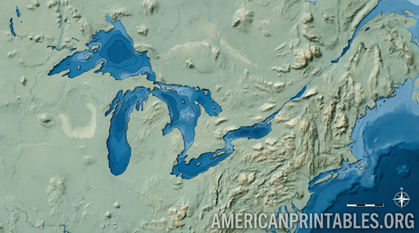 Free Printable Map of the Great Lakes (2)