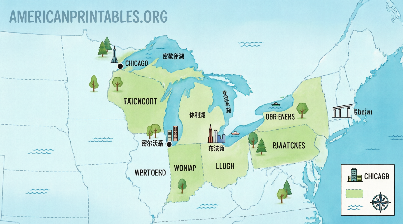 Free Printable Map of the Great Lakes (3)
