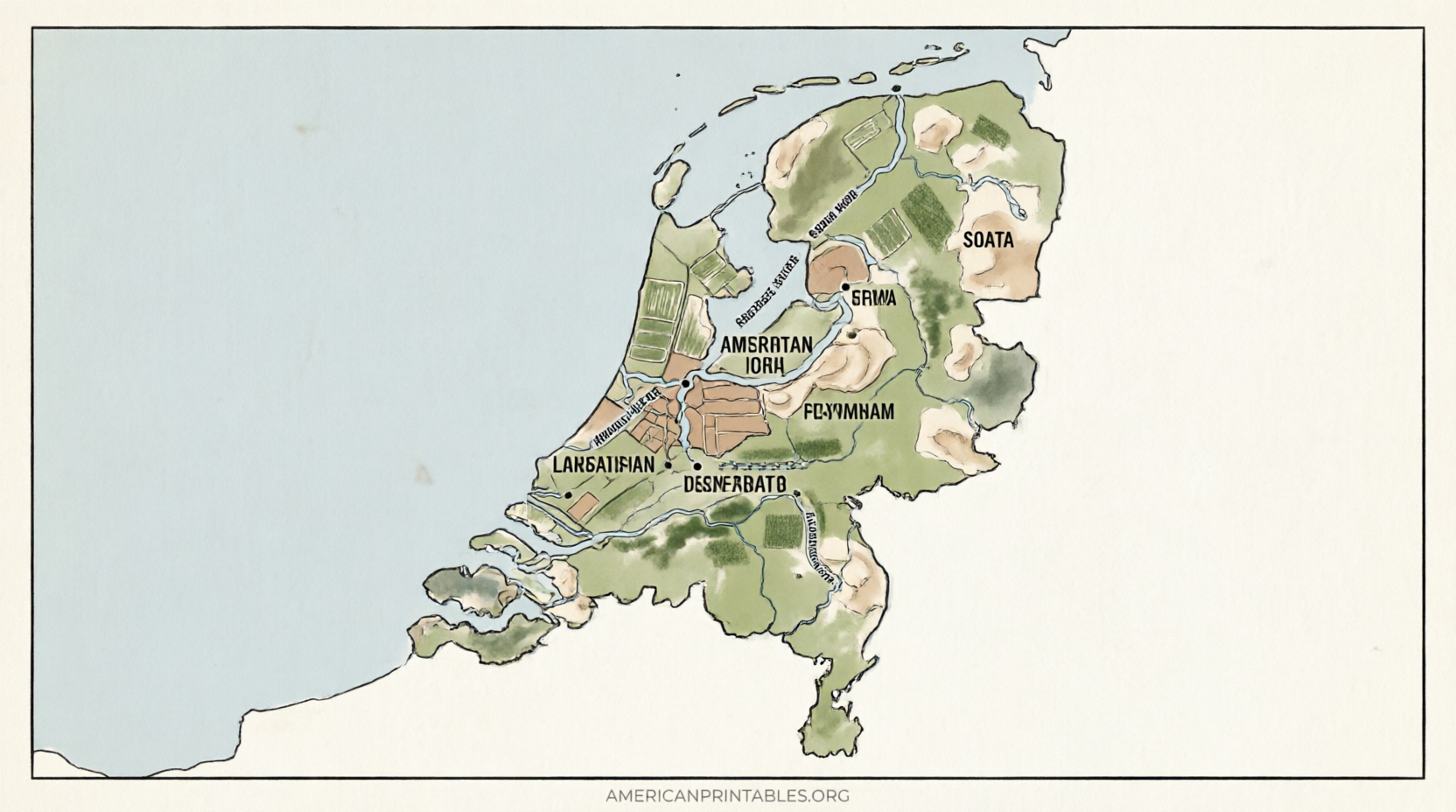 Free Printable Map of the Netherlands (2)
