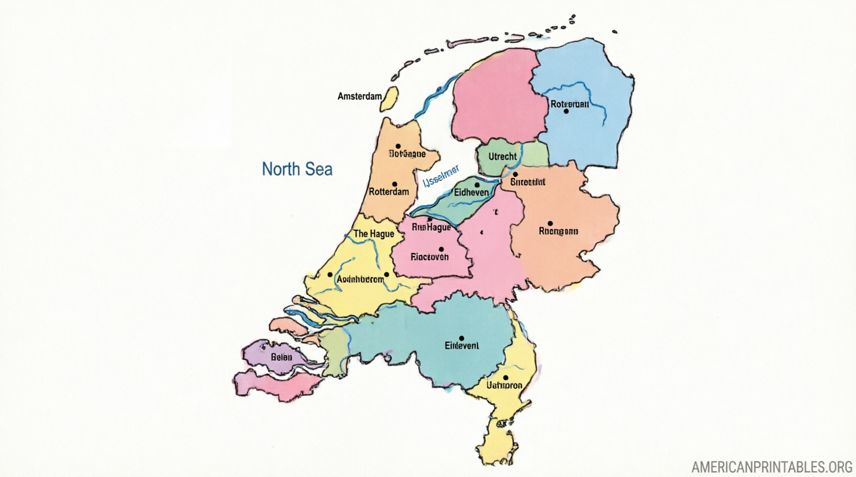 Free Printable Map of the Netherlands (4)